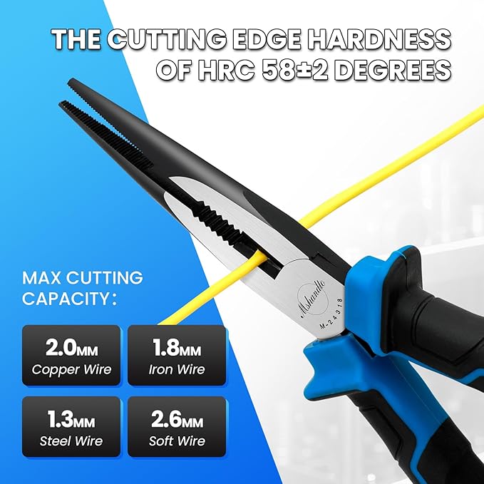 Needle Nose Pliers, mshandto 8" Long Nose Pliers for Wire Bending, High Carbon Steel Needle Nose Plier, Serrated Jaw Pliers for Jewelry Making, Electronics Repair, Object Grasping, Craft Making