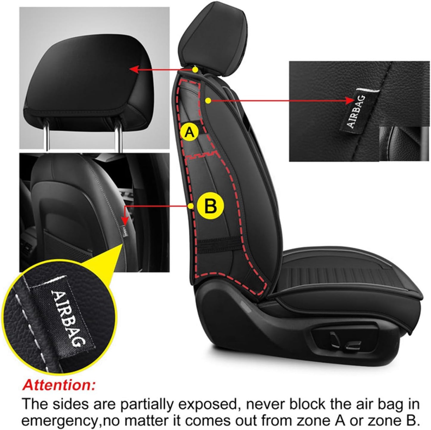 LINGVIDO Car Seat Covers,Breathable and Waterproof Faux Leather Automotive Seat Covers for Cars SUV Pick-up Truck Sedan(Full Seat,Black GrayLine)