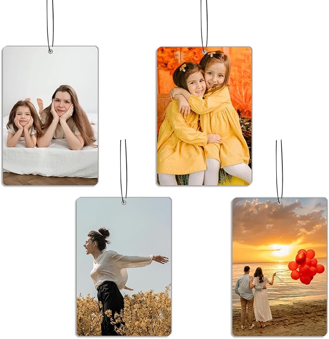 Custom Air Freshener for Car, Personalized Car Air Fresheners with Pictures, Your Photo On Customized Air Freshener Both Sides, Cars Decorations for Women Men(4 Count (Pack of 1))