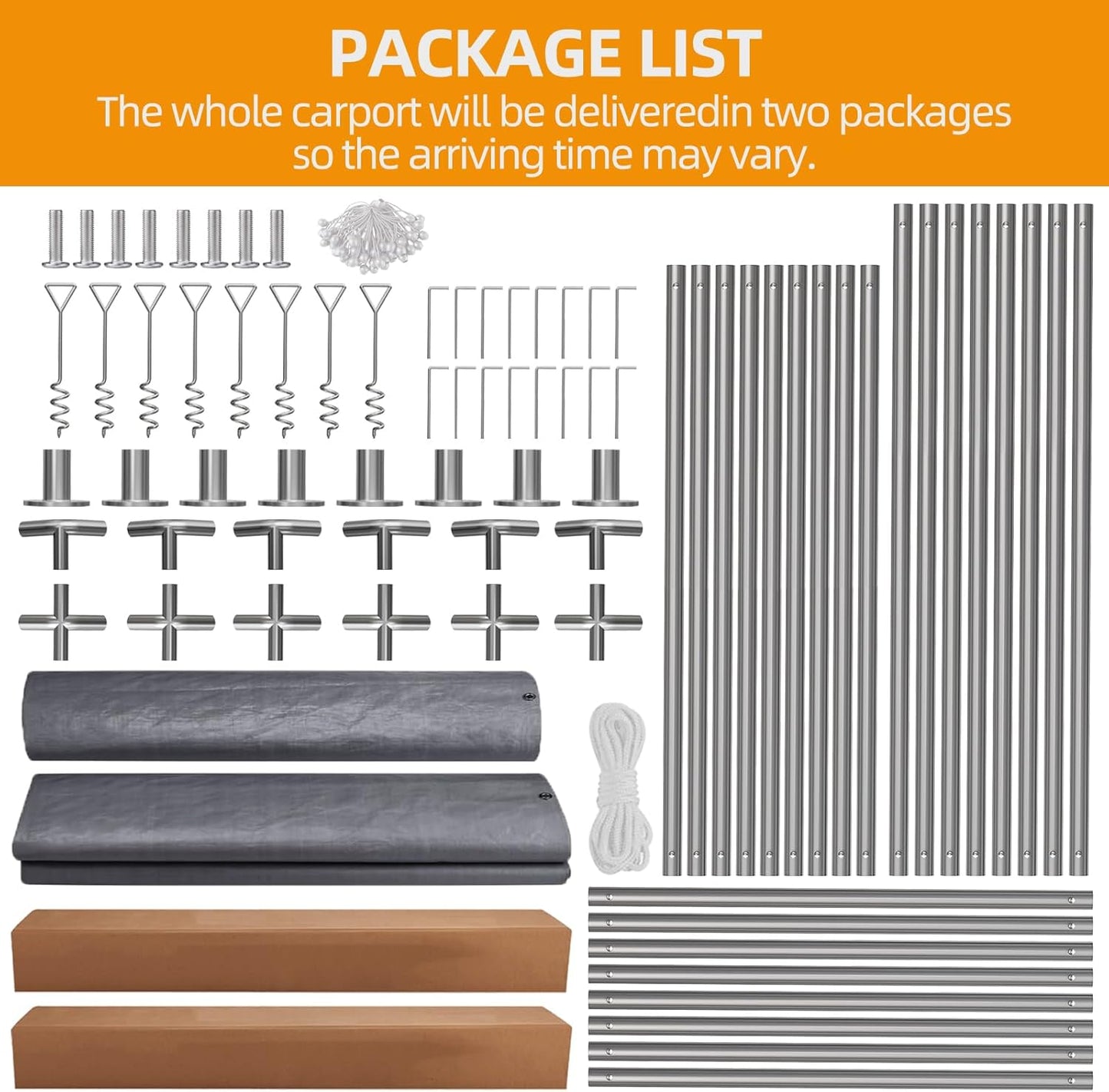 12x20ft Heavy Duty Carport Outdoor Canopy Portable Garage with 4 Doors & 4 Windows Waterproof UV Resistant Storage Shelter with Removable Sidewalls for Car Truck Boat, White