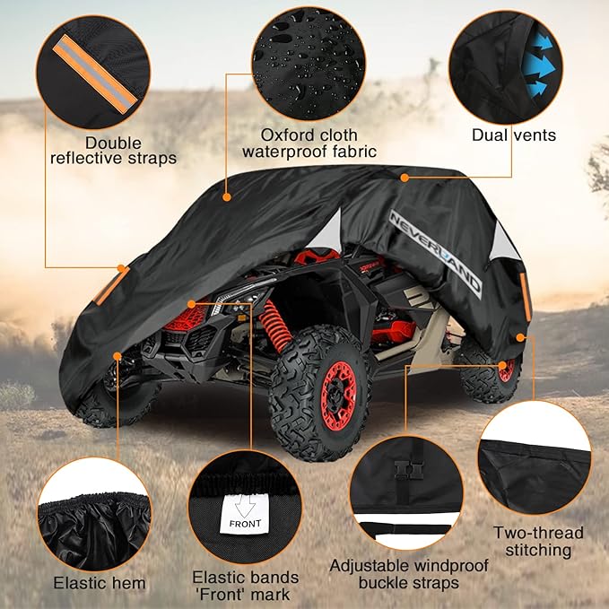NEVERLAND UTV Cover Waterproof - All Weather Protection UTV Cover Compatible with RZR Polaris Ranger Yamaha Rhino Can-Am Commander Defender Honda Pioneer Sxs