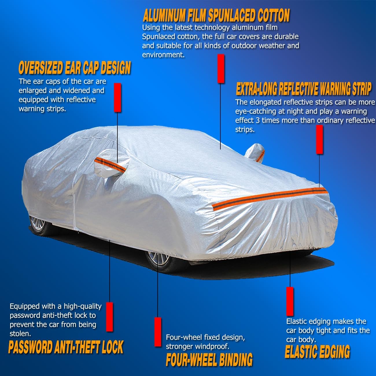 TUCAREST 6 Layers Full Car Cover for Pickup/Truck - Waterproof, Insulated, Anti-UV, Snow-Proof, Anti-Wind, All-Weather, Thickened Protection, up to 237 in