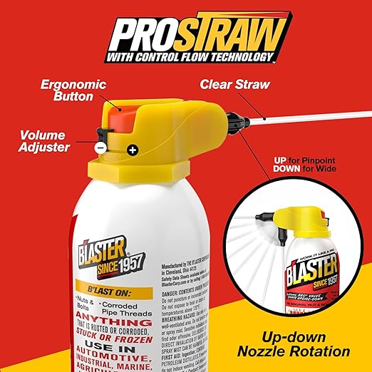 B’Laster Penetrating Oil Spray – Rust Prevention Penetrating Fluid – Loosens Rusted Bolts, Protects Against Corrosion, Multi-Use Anti Rust Spray for Frozen Parts – 11oz (Case of 12)