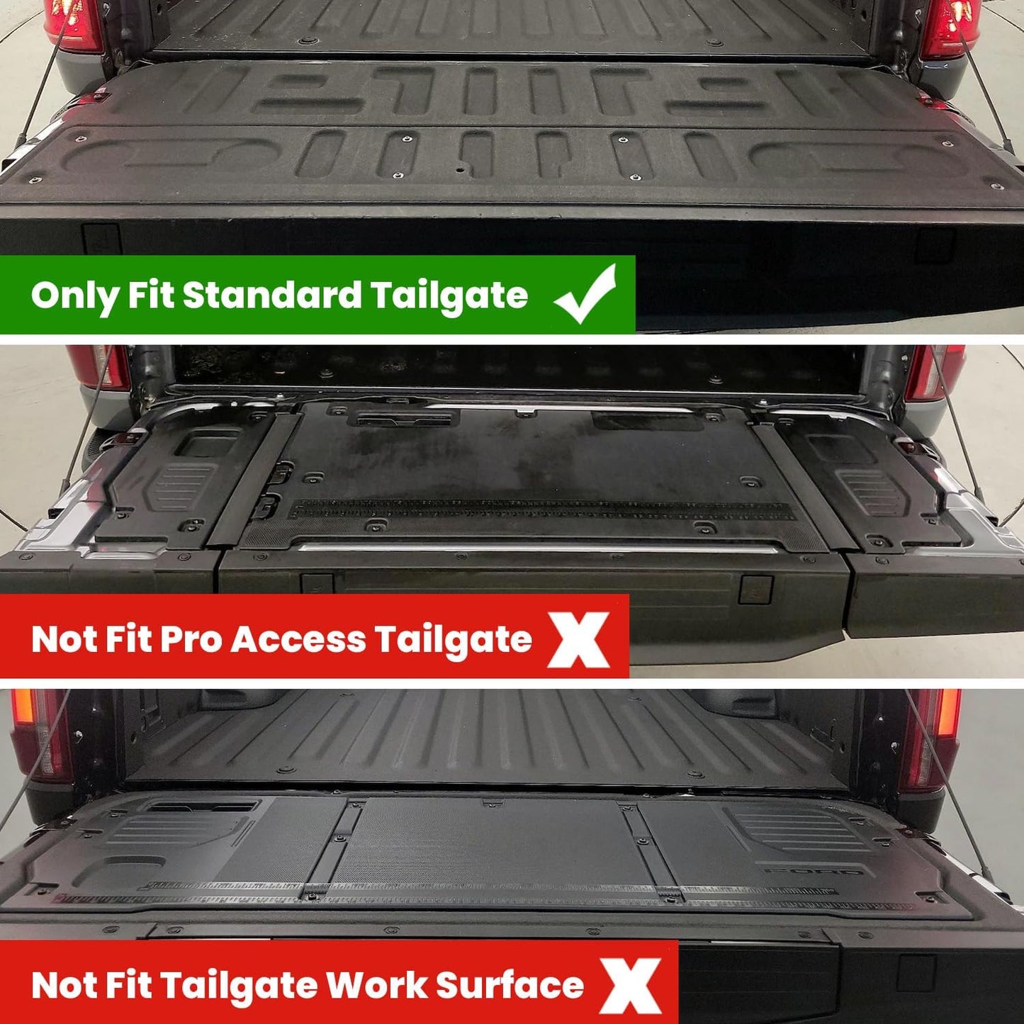 LASFIT Tailgate Mat for Ford F-150 2021-2025(Without Work Surface or Pro Access Tailgate) Truck Tailgate Liner All Weather Protector TPE Tailgate Cover, 1pc Black
