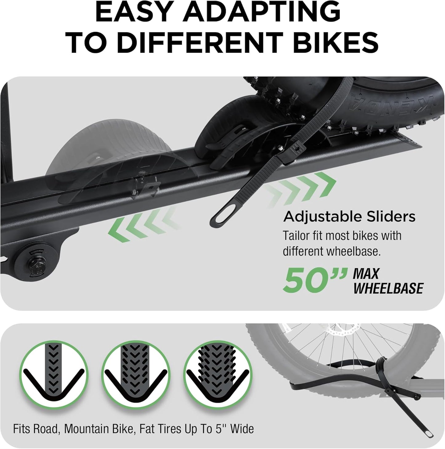 Young 100LBS. Capacity Aluminum 1-Ebike Rack for Bicycles and Electric Bikes, fits Car SUV Van RV and Trailer with 2" Receiver, Fits up to 5" Fat Tire Width and 50" Wheelbase