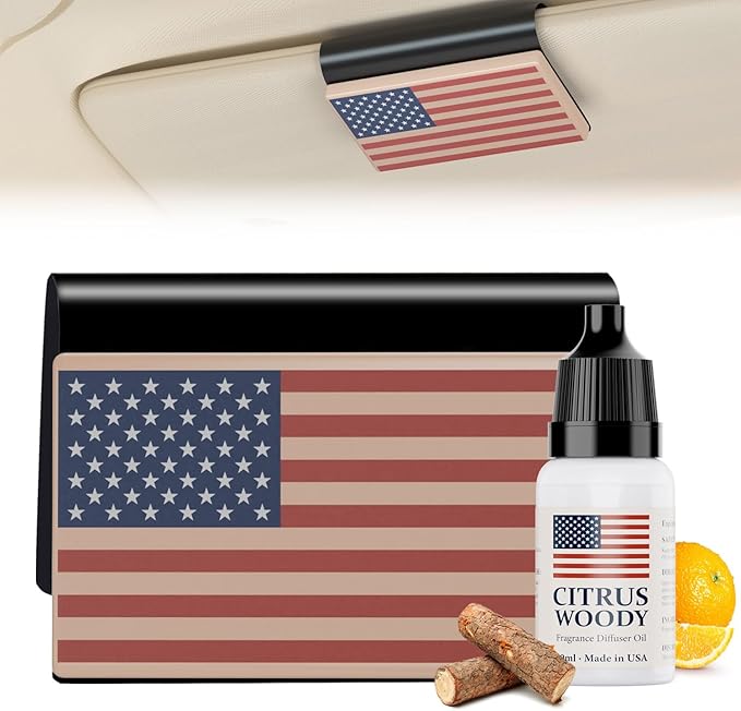 Car Freshener Car Air Diffuser for Sun Visor with Aroma Stone Magnet Clip – Luxurious Fragrance Oil Scents– Lasts 90 Days – Made in USA (0.34 FL Oz 3 PCS Set, Citrus Woody-Aroma Stone)