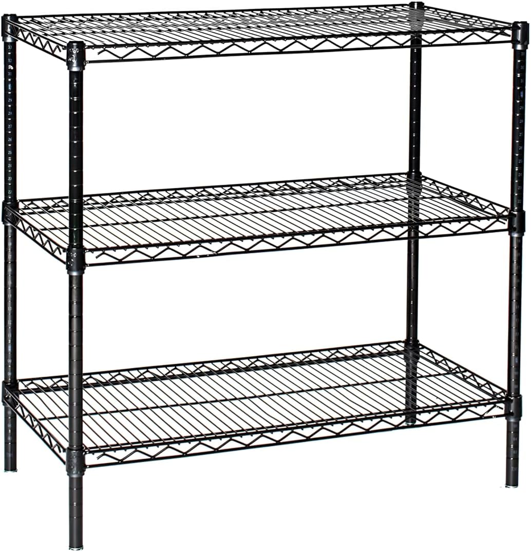 Omega 18" Deep x 24" Wide x 36" High 3 Tier Black Starter Shelving Unit