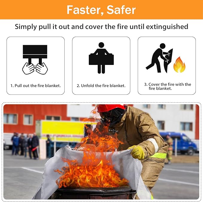 Emergency Fire Blanket for Home Kitchen - KANHIRO (4 Pack, 40 in X 40 in), Emergency Silicone Fire Blanket