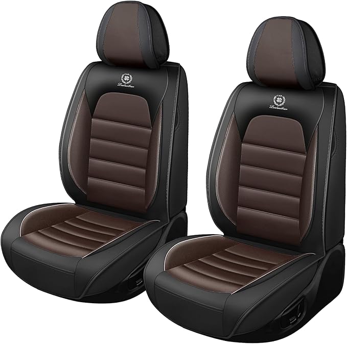 Car Seat Covers for GMC Sierra 1500/2500/3500 Denali SLT AT4 AT4X Base Seat Covers 2008-2025, Waterproof Premium Nappa Leather Seat Protectors(Standard 2 Seats/Black&Coffee)