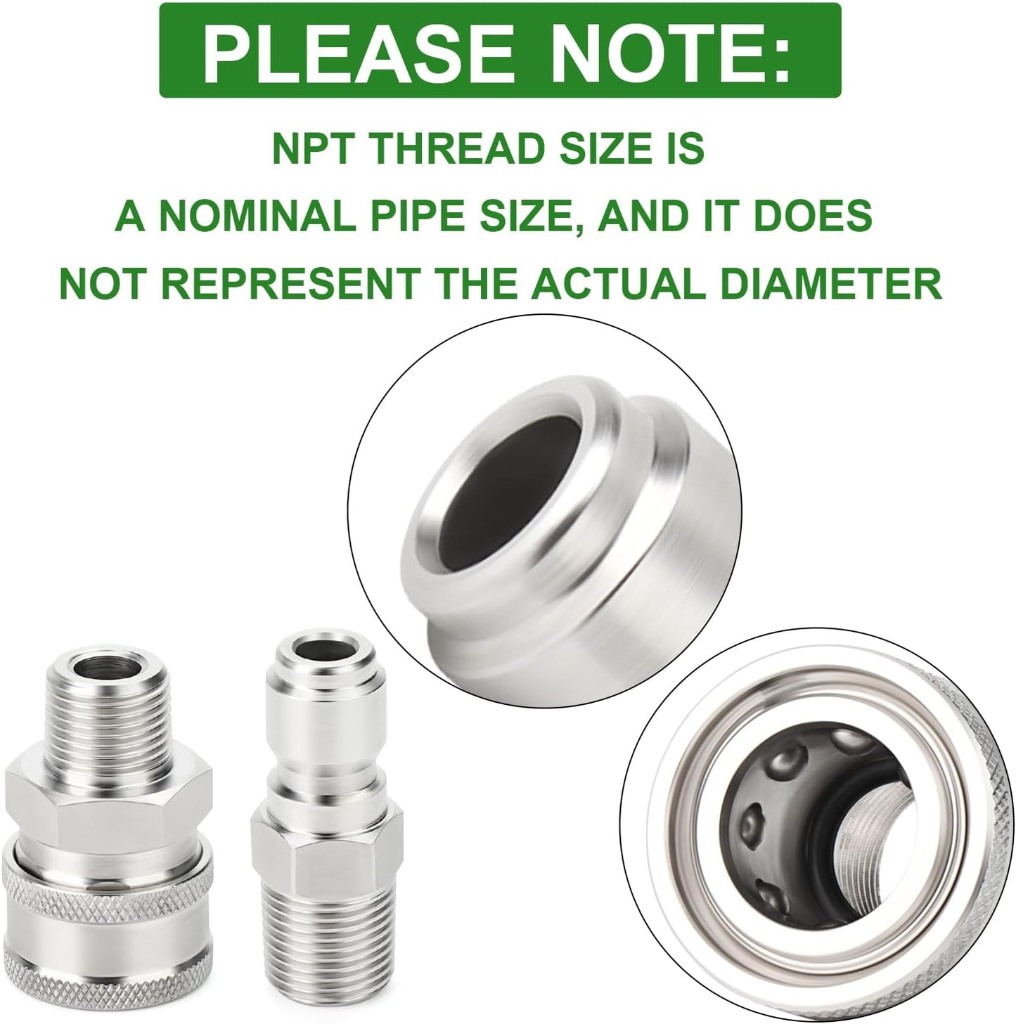 TAISHER 12PCS 304 Stainless Steel Pressure Washer Adapter Kit, Quick Connect Fittings，3/8" Male