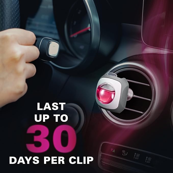 Air Jungles Honey Peach Scent Car Air Freshener Clip, 6 Vent Clips, 4ml Each, Long Lasting Air Freshener, Up to 180 Days Car Refresher Odor Eliminator