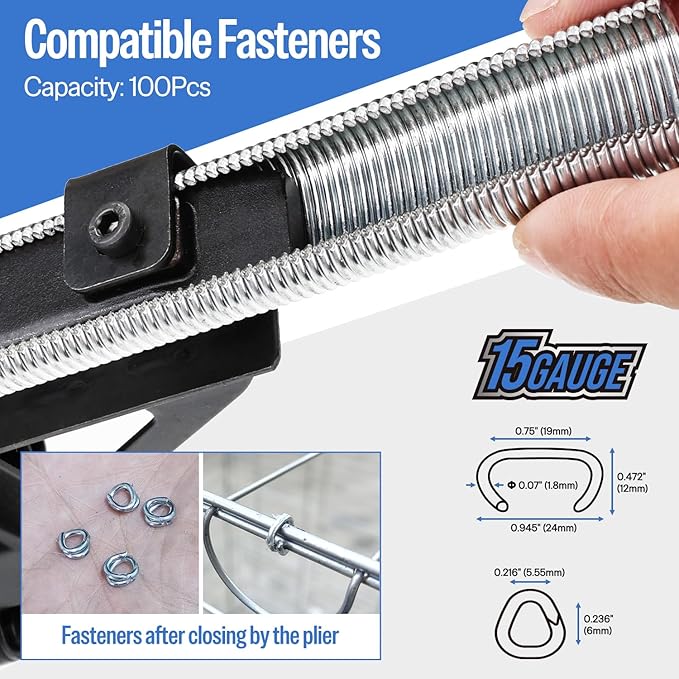 meite SC7C-I2 Pneumatic Hog Ring Gun, 15 Gauge 3/4" Crown Hog Ring Pliers, 5.5-6.0 mm Closure, Upgrade Trigger Air C Ring Stapler for Mattress, Seat Assembly, Wire Cages, and Fencing