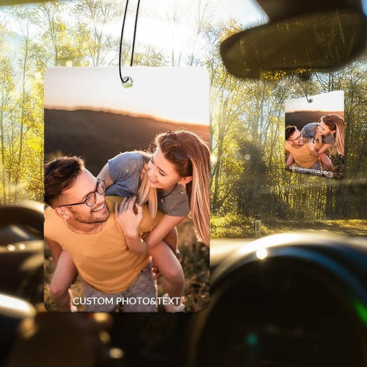 Custom Air Fresheners with Picture,Double-sided Custom Photo Air Freshener,Personalized Car Mirror Decor Hanging,Car Hanging Ornament (Rectangle)