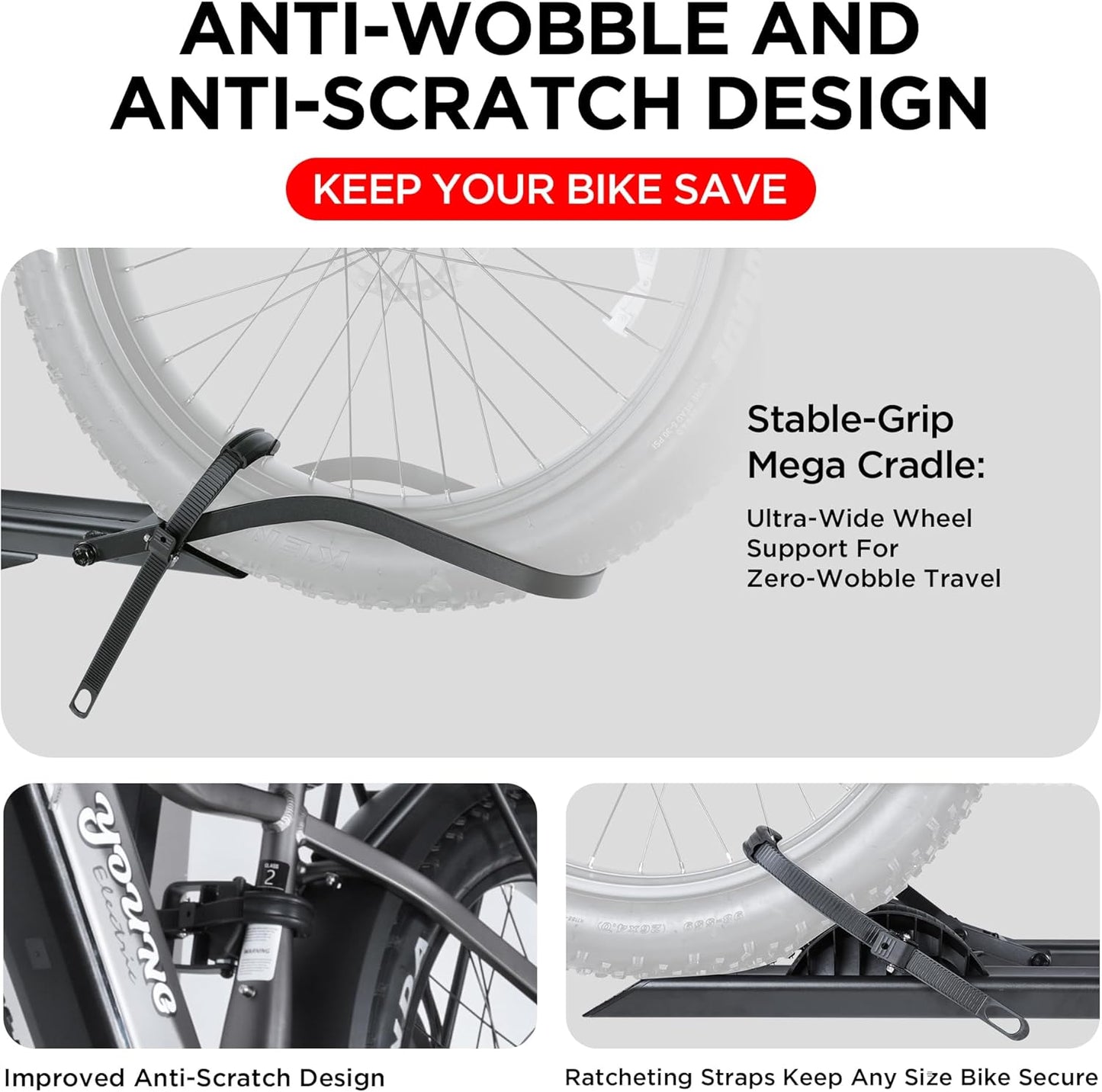 200LBS EZ-FOLD Aluminum 2-Ebike Carrier with Ramp for Bikes and Electric Bike, Car SUV Truck Van RV and Trailer