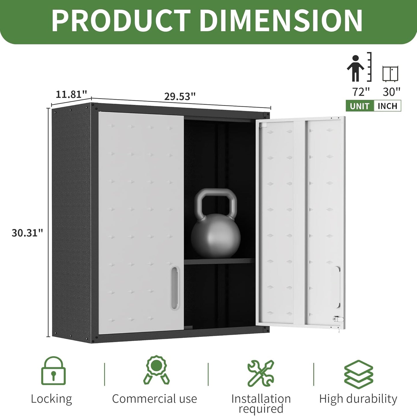 Metal Tool Cabinet,Garage Storage Cabinet System,Wall Cabinet & Locking Rolling Tool Cabinet with Doors and Adjustable Shelves,Steel Tool Cabinets for Home,Office (2 Pcs-StyleA, Black & Grey)