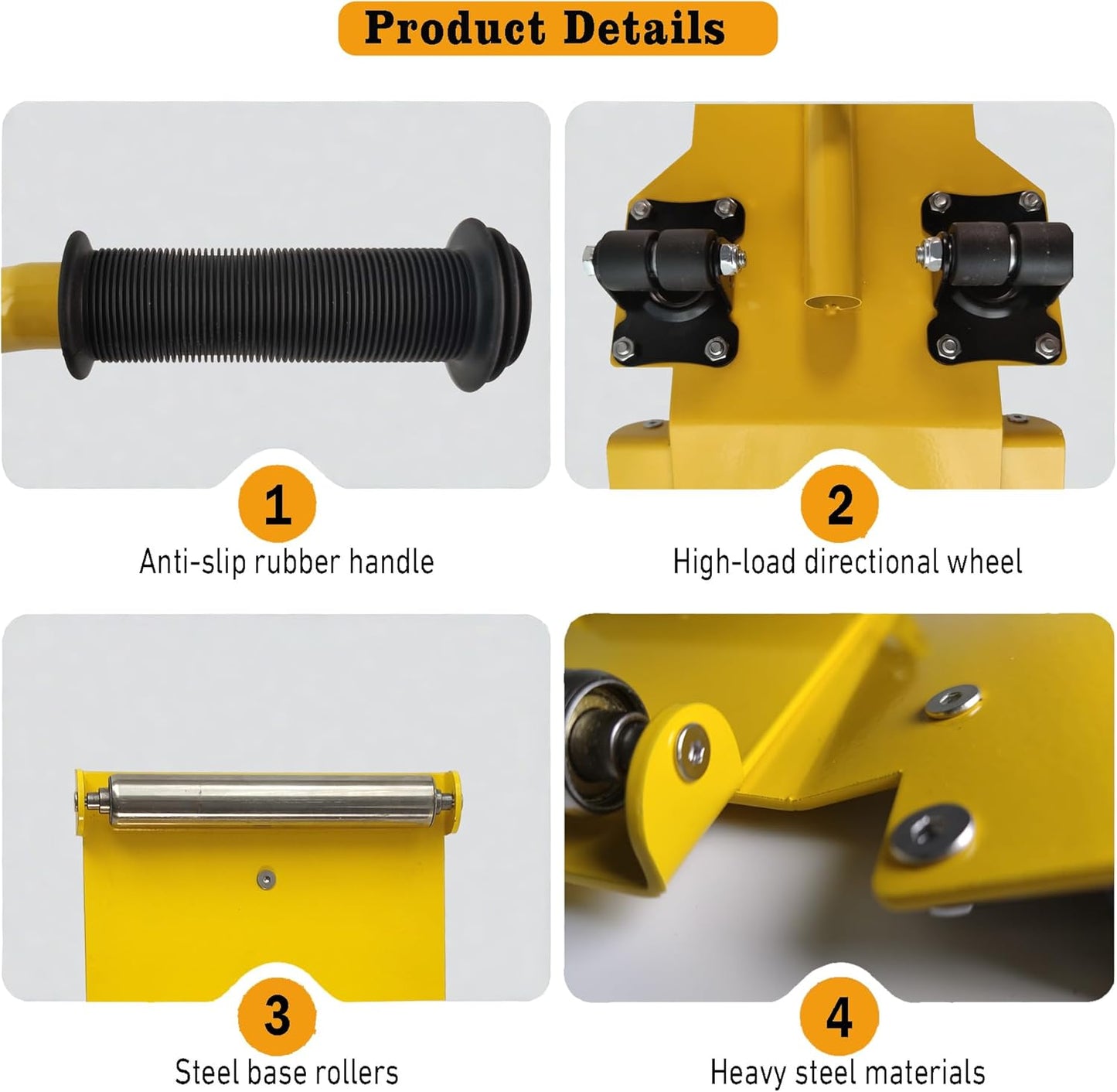 Adjustable Portable Tire Jack, Detachable Roller Plate, Heavy-Duty Tire Lifting Tool,Tire Dolly with A Load Capacity of 120 Pounds, Suitable for Cars, SUVs and Trucks, Bright Yellow Surface