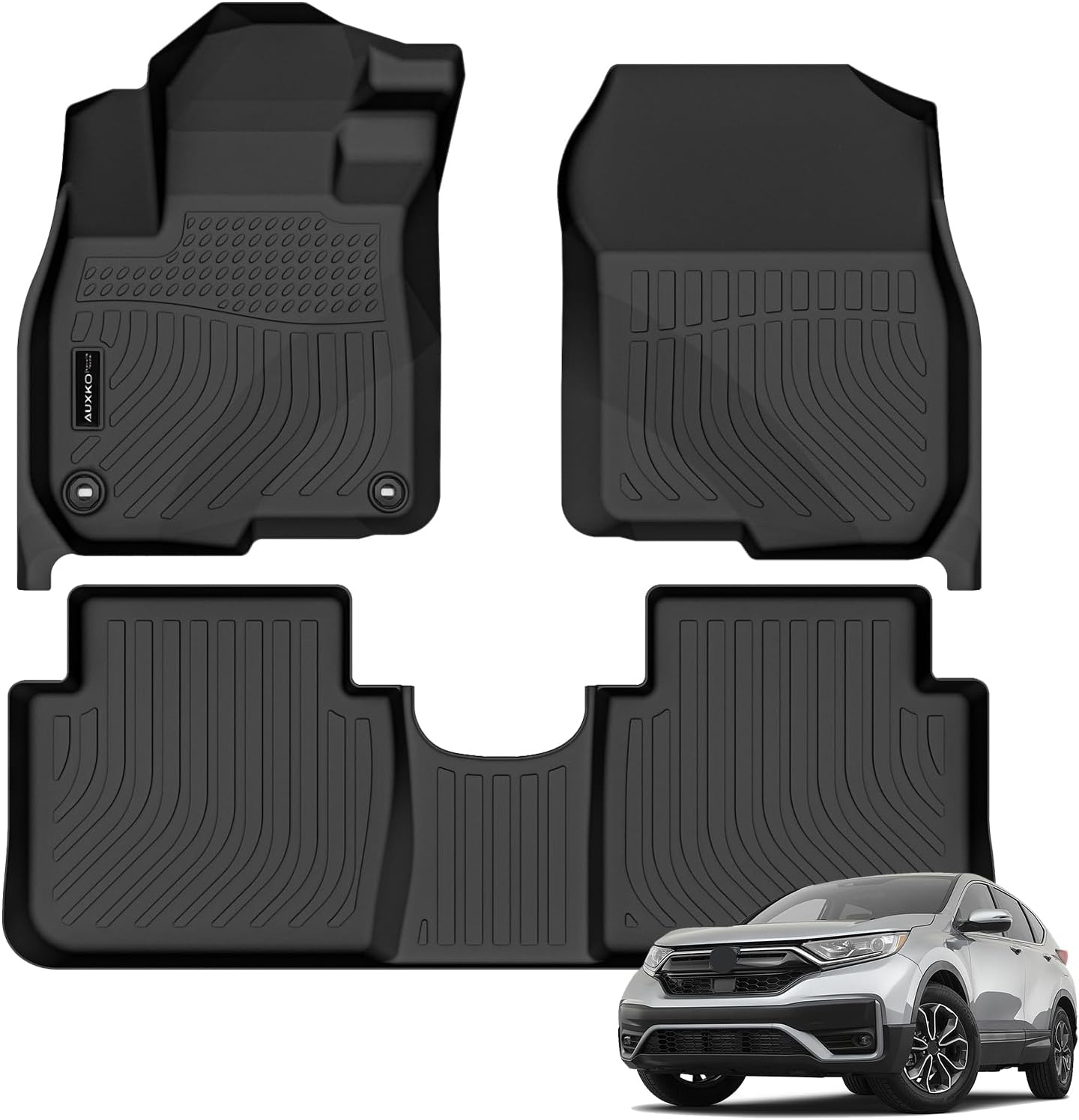 Auxko All Weather Floor Mats Fit for Honda CR-V 2017-2022 TPE Liners Accessories All Season Guard Odorless Anti-Slip Floor Mats for Honda CRV 2022 2021 2020 2019 2018 2017 Black