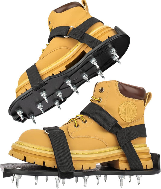 Epoxy Floor Spiked Shoes Fully Assembled Gunite Spiked Shoes with 3/4" Short Spikes for Garage Floor Epoxy, Overlays, Cover Installation,1 Pair (Black)