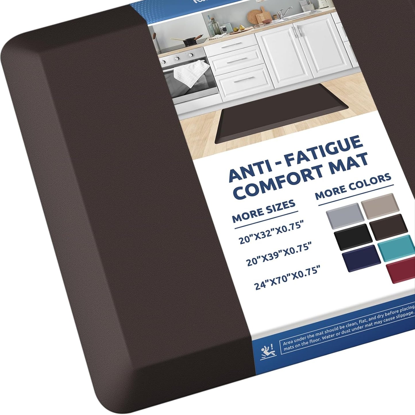 KitchenClouds Kitchen Mat Cushioned Anti Fatigue Rug 20"x32" Waterproof, Non Slip, Standing and Comfort Desk/Floor Mats for House Sink Office (Chocolate)