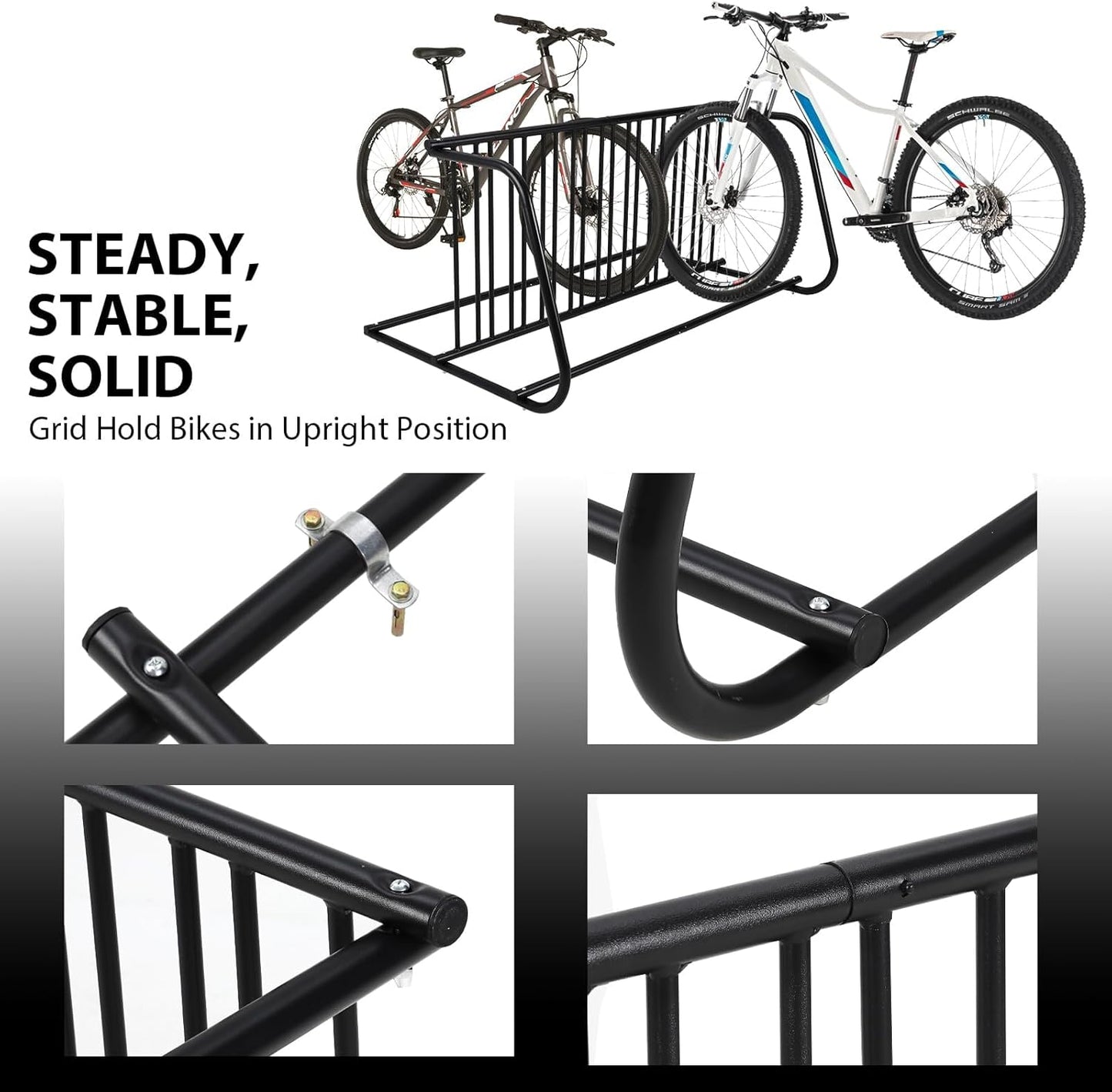 Outdoor Bike Storage, 10 Bike Rack Garage, 61 In Long All-Steel Mesh Bikes Rack, Can Hold 10 Bikes On Both Sides, Easy to Install and Excellent Stability, No Need to Be Fixed, Suitable for Front Yards