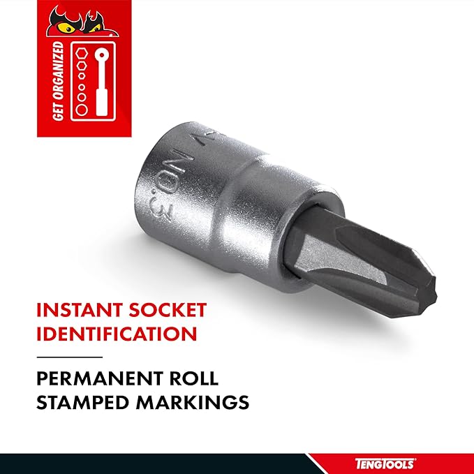 Teng Tools PH1 1/4 Inch Drive Phillips PH Chrome Vanadium Socket | Mechanic Tool | Hand Tool - M141301-C