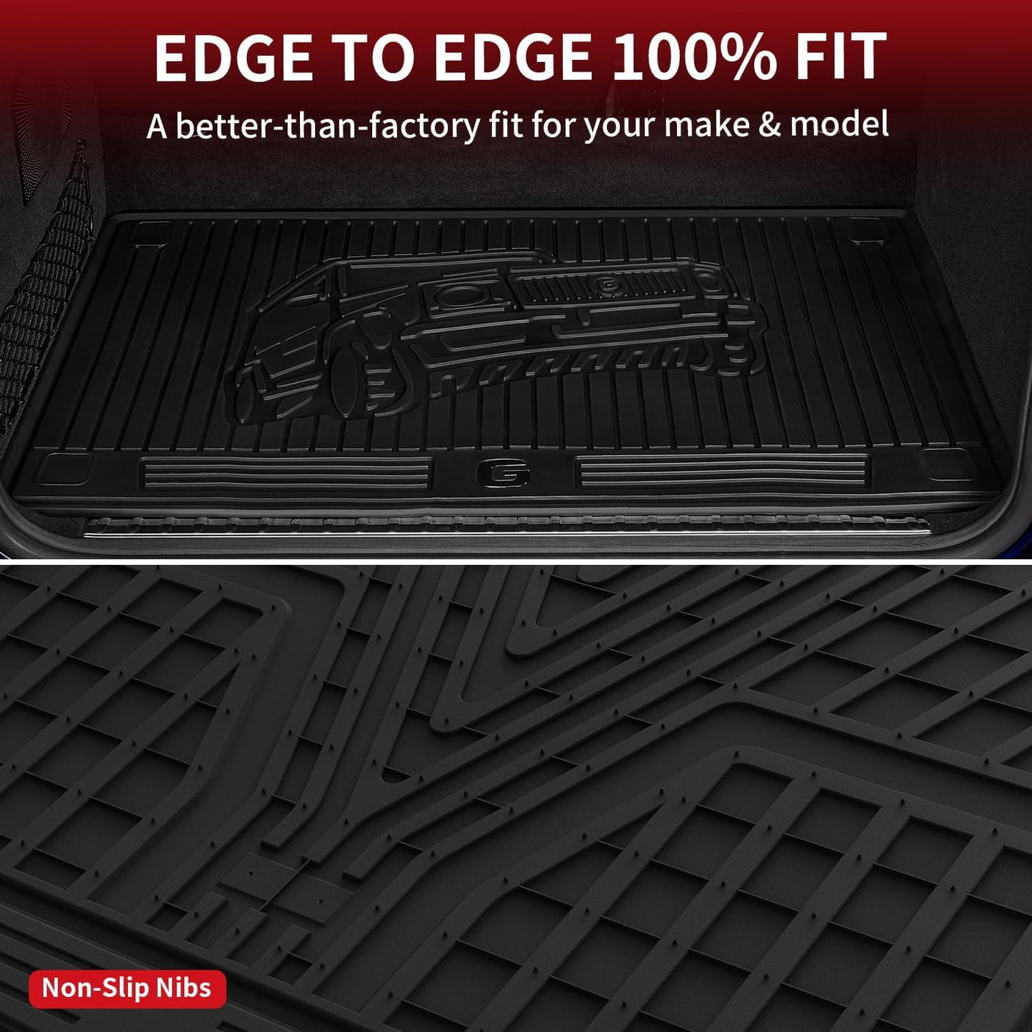 LASFIT Cargo Mats for Mercedes Benz G Class G550 / G580 / G63 AMG SUV 2026 2025 2024 2023 2022 2021 2020 2019, All Weather TPE Custom Fit Cargo Liner for G Class Trunk Mats, Black