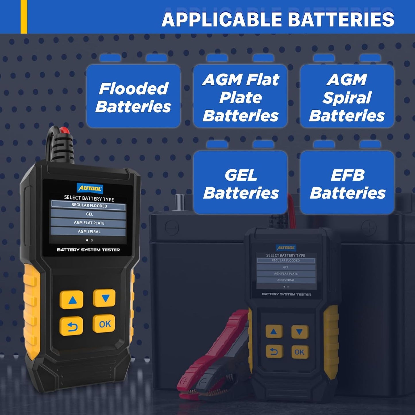 AUTOOL Car Battery Tester 12V 24V Battery Load Tester 30-2000 CCA Automotive Battery Tester, Cranking Charging System Analyzer, Color Screen Data Review Reverse Polarity Protection