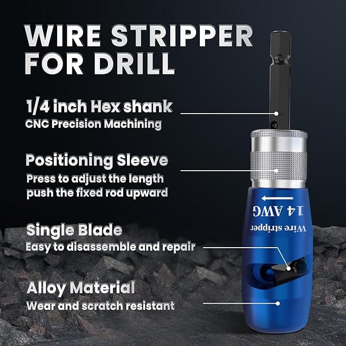 Wire Stripper for Drill, 6/8/10/12/14AWG Wire Twister Tool for Drill, Wire Stripping and Twisting Tool Kit, 25 PCS Wire Nuts, Electric Drill Wire Stripper for Quick & Efficient Use