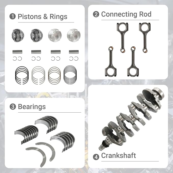 G4FJ 1.6 Engine Crankshaft Piston Connecting Rod Kit w/Bearings Fit For Hyundai Accent Sonata Verna Veloster Elantra Tucson Kia Forte Optima 1.6L 2011-2022 23110-2B710 235102B700