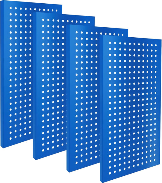 Metal Pegboard Panels 24" x 12" 4 Pack Heavy Duty Steel Pegboard Wall Organizer, Garage Utility Tools Pegboard Storage System for Workbench, Shop, Shed Modular Peg Board Organizer Board Kit (Blue)