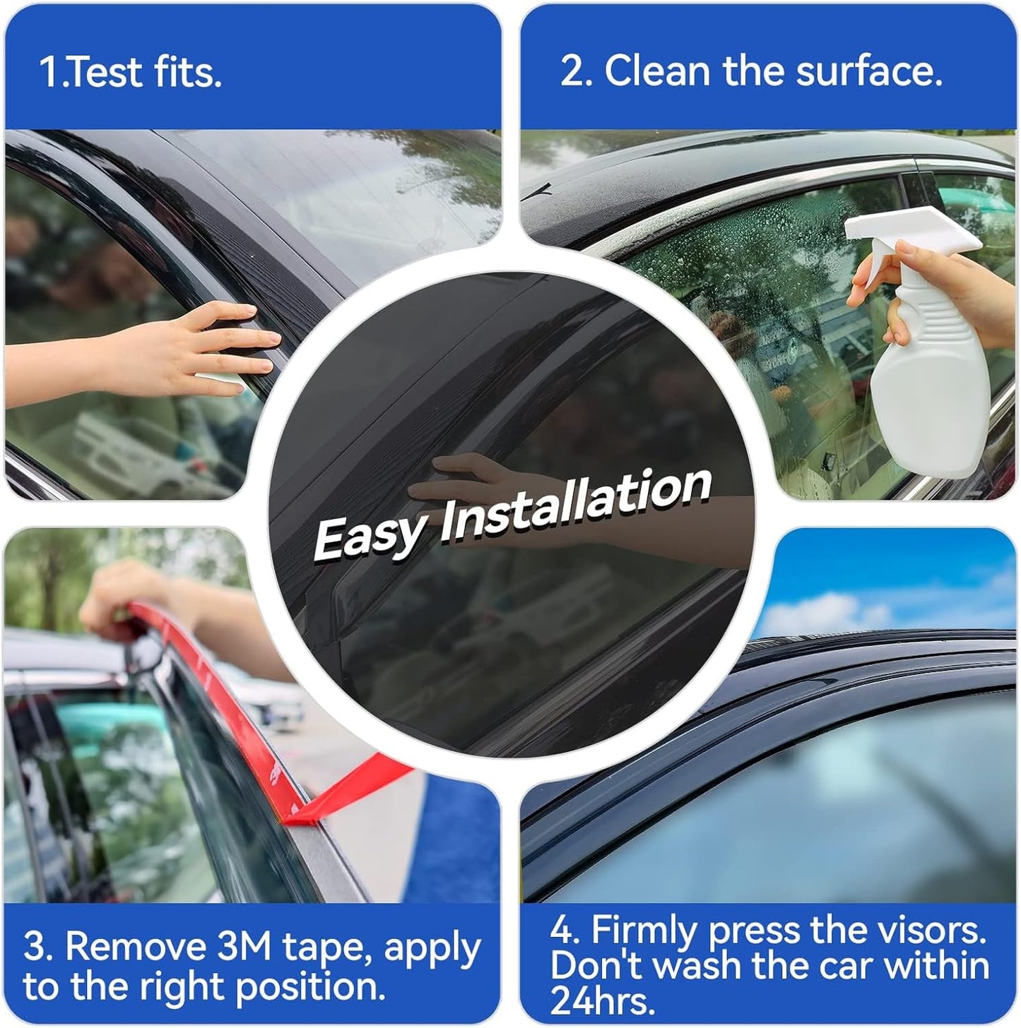 Window Visors Rain Guards for 1999-2016 Ford F250 F350 F450 F550 Super Duty, Out-Channel Window Vent Wind Deflectors Visors Shades for 99-16 F-250 F-350 F-450 F-550 SuperCrew Cab