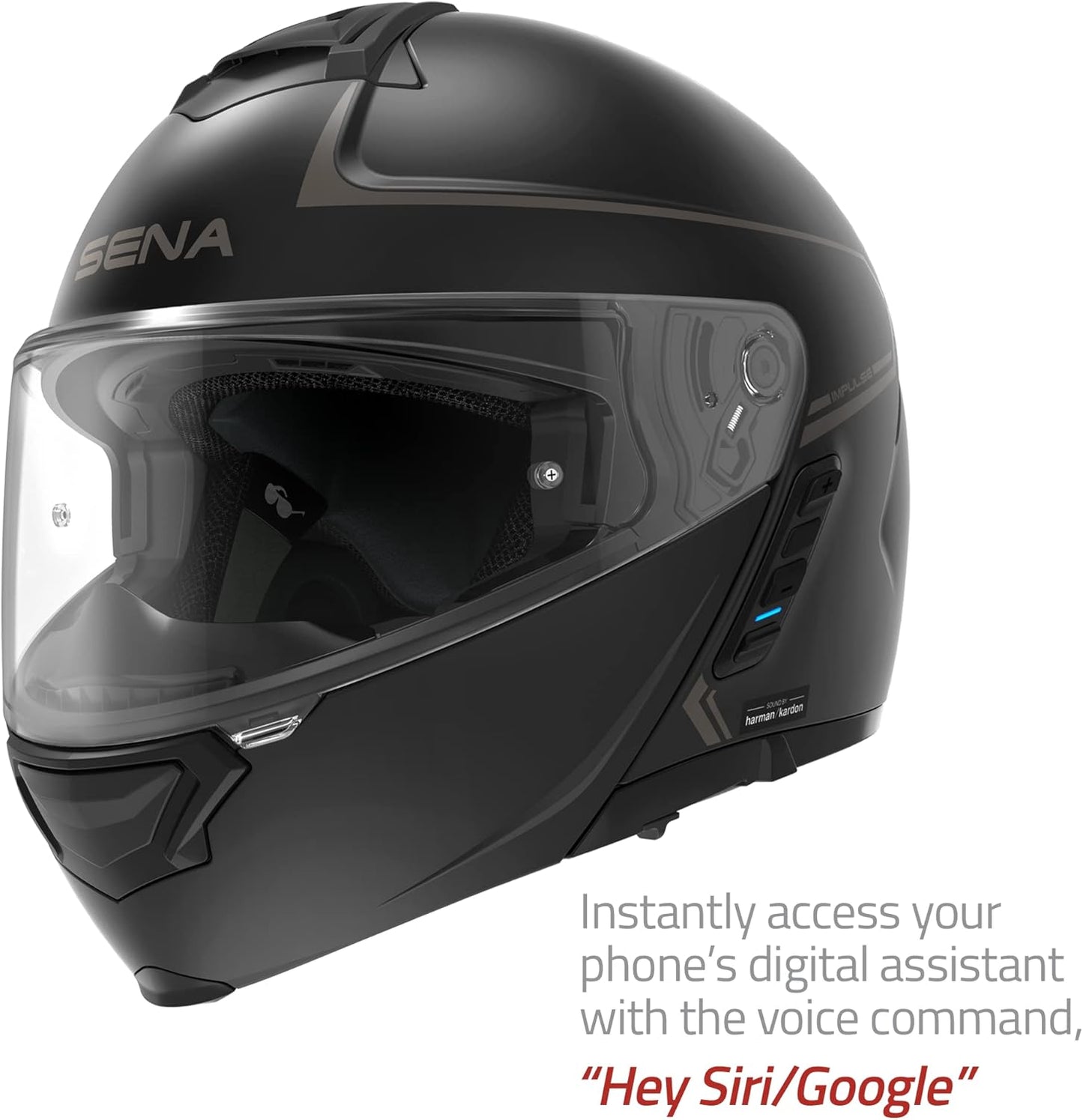 Sena Impulse DOT Flip Up Modular Bluetooth Helmet w/Sound by Harman Kardon Dual Visor Helmet with Integrated Mesh Intercom System / MP3 / Voice Dial (Matte Black, Large)