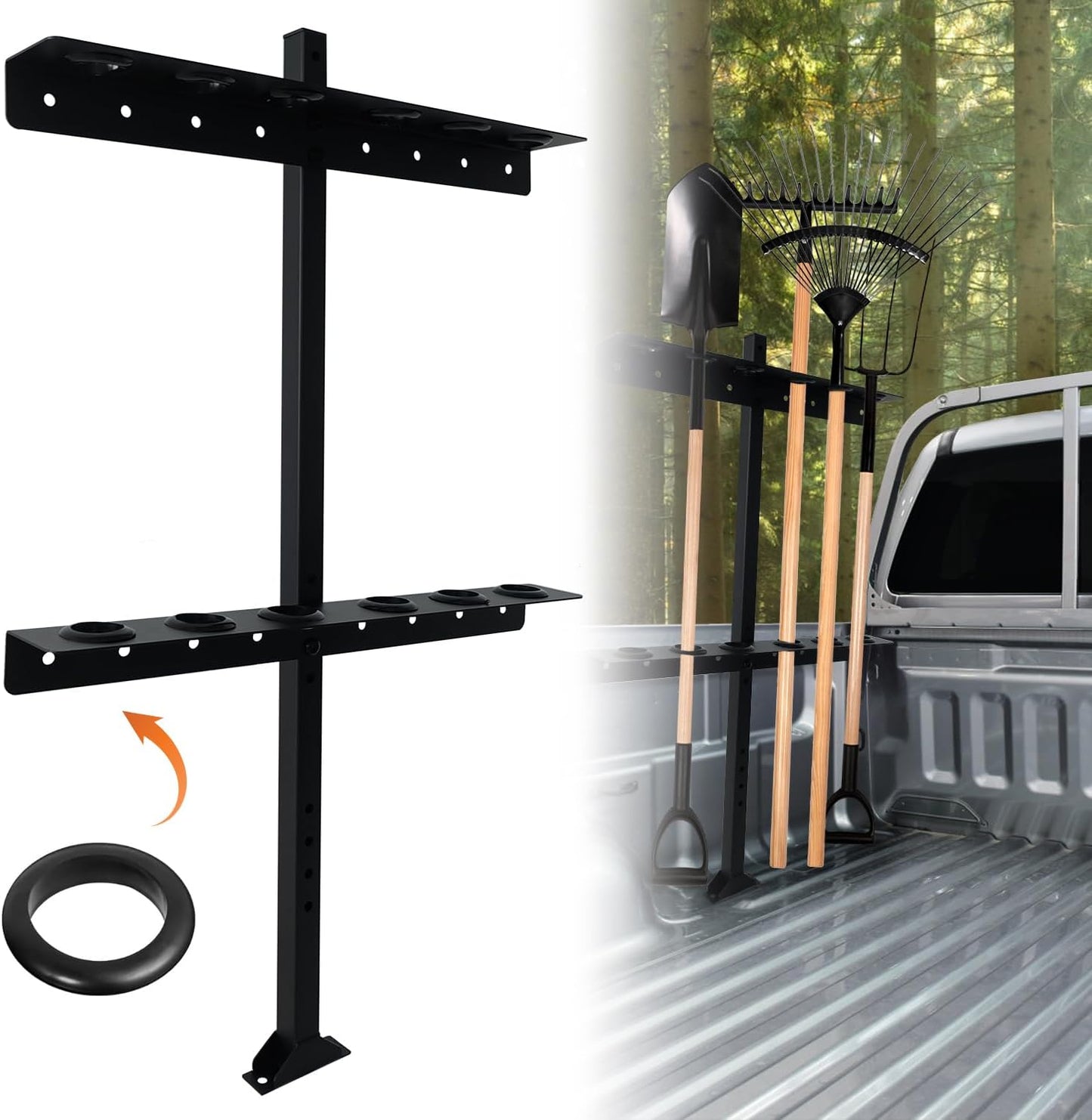 Trailer Racks for Lawn Equipment, Trailer Tool Rack Shovel Holder for Shovels, Rakes, Hoes, Landscape Hand Tool Rack for Open Trailers, Lawncare Trailer Accessories, with 6 Tool Holes&Rubber Grommets