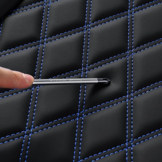 Huidasource Car Back Seat Cover, Leather Anti Slip Automotive Rear Seat Cover Protector, Back Seat Car Cover Velcro Adjustable Universal Fit for Most Cars Sedan SUV Pickup Truck (Back Row/Black&Blue)