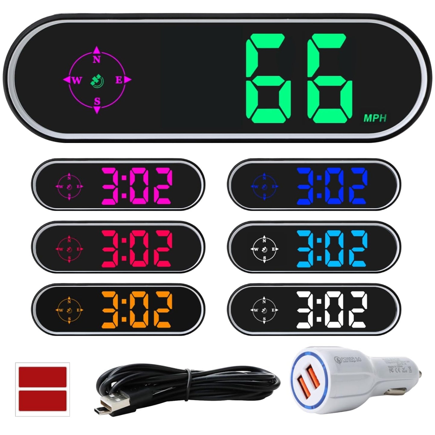 GPS Digital Speedometer for Car MPH, Universal HUD Speed Meter with LED Large Font & USB Cable, Plug and Play for Truck Motor SUV Golf Cart All Vehicles (Contain Car Charger Adapter)