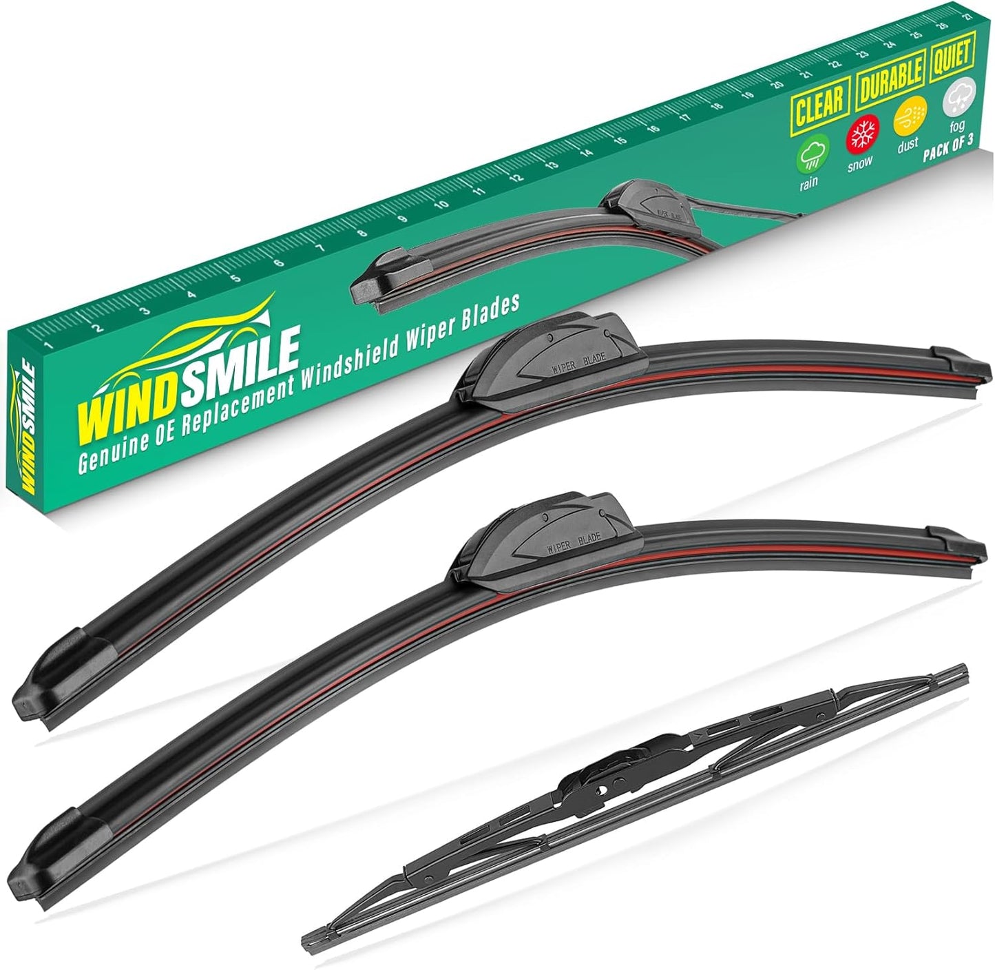 24" 16" 12" Windshield Wiper Blades Replacement for Hyundai Tucson 2005 2006 2007 2008 2009 Premium All Weather Front Rear Wipers Set - OEM Quality (Pack of 3)