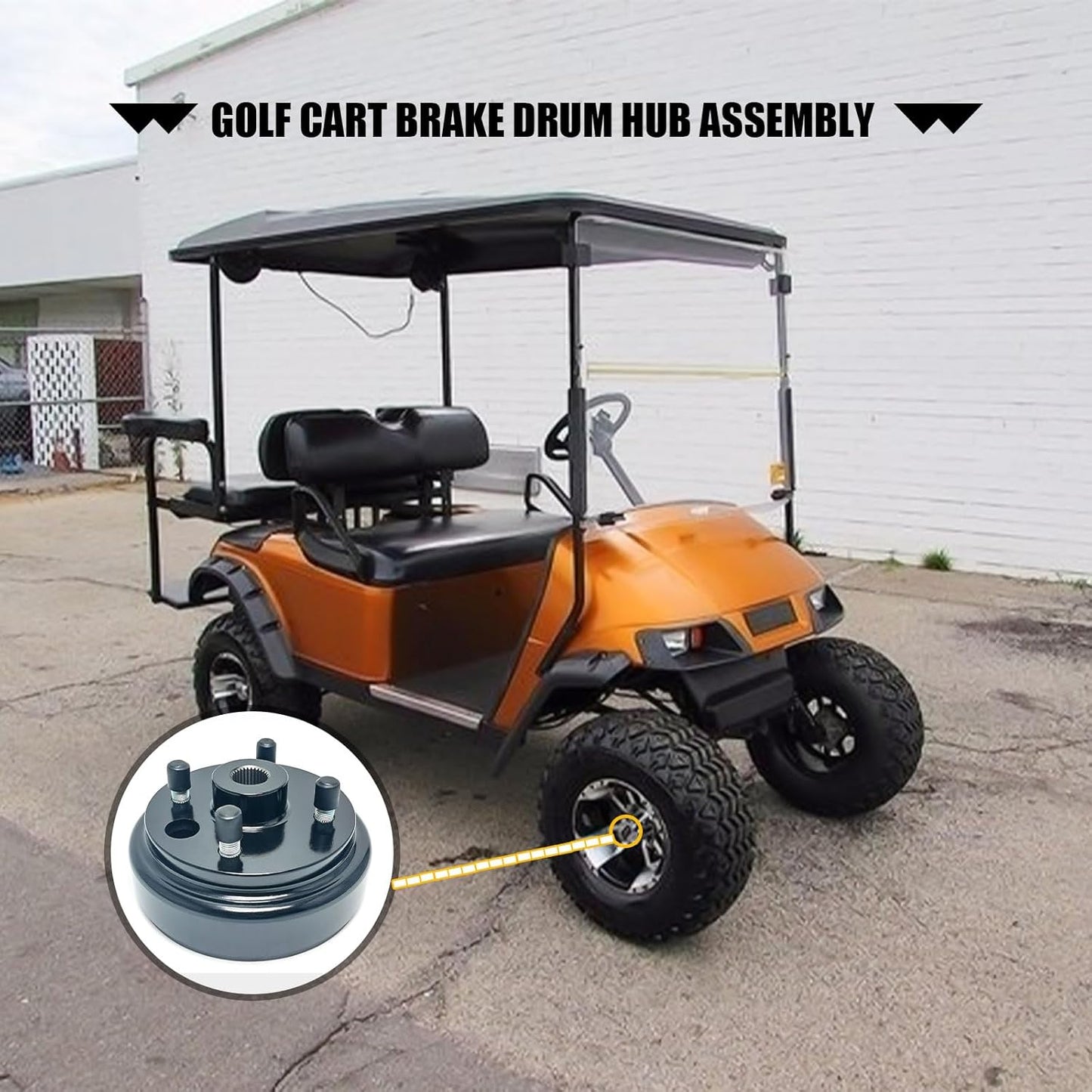 LOSTAR Golf Cart Brake Drum Hub Assembly with 30 Splines Compatible with 1991-up EZGO TXT RXV Marathon Medalist 4 Cycle Gas Replaces 21807G1