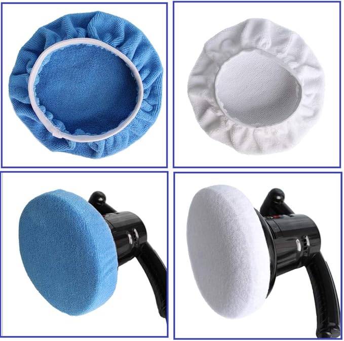 Boltigen 8pcs 5-6 inch Buffing Pads Orbital Polishing Pad 4 Colors 5'' to 6'' Microfiber Coral Fleece Bonnet Car Buffer Polisher Waxing Covers for Automobile Glass Cleaning and Polish