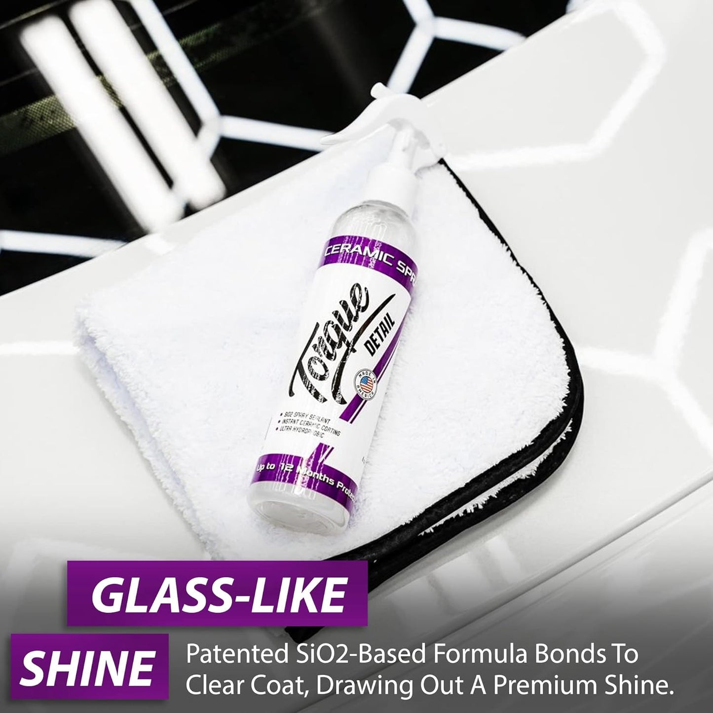 Torque Detail Ceramic Spray - Easy to Apply, Ceramic Coating Spray - Proprietary Silica Formula (Nano SiO2) Seals & Shields Car’s Clear Coat - Hydrophobic Protection & High-Gloss Shine (2-Pack 8 oz)