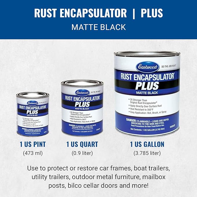 Eastwood Matte Black Rust Encapsulator Plus | Long Lasting Durable Finish 1 Coat Maximum Rust Protection | Heat Resistance up to 350 degrees Fahrenheit | Matte Black | Pint 1 Pack