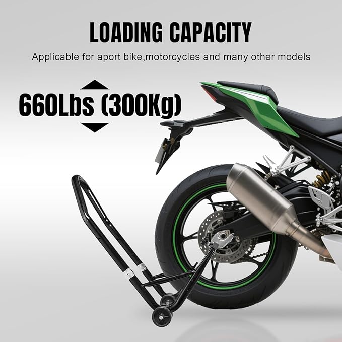 Motorcycle Stand Rear Swingarm Spool Paddock Stand, 500Lbs Capacity Combo Wheel Lift Stand for Sport Bike, Fit for Yamaha Honda Kawasaki Black