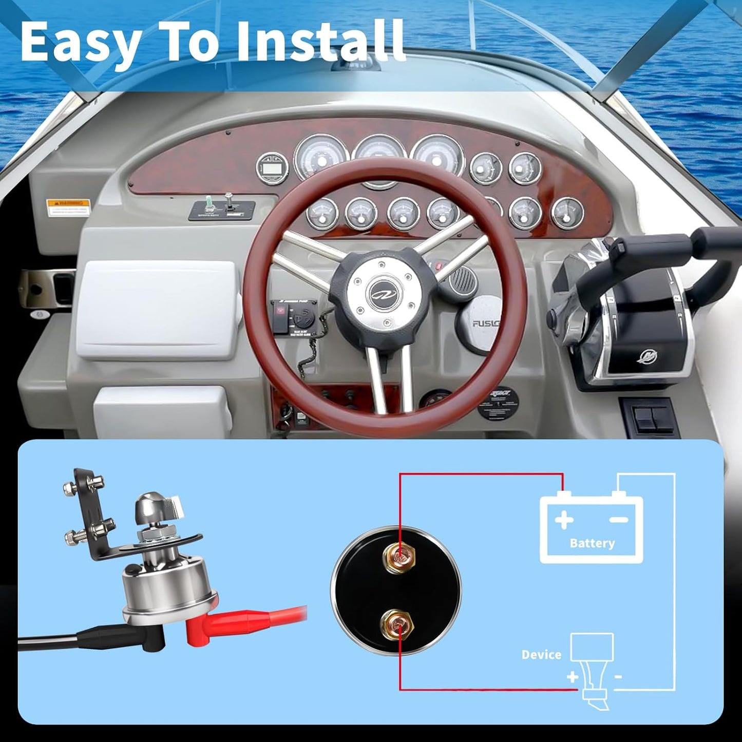 200A 12-48V High Current Master Battery Disconnect Switch Battery Power Cut Off Isolator Killer Switch with Face Plate for Car Vehicle RV Truck Boat Marine ATV