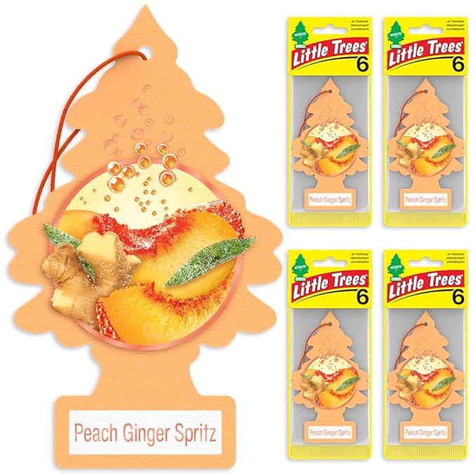 LITTLE TREES Car Air Freshener | Hanging Tree Provides Long Lasting Scent for Auto and Home | Peach Ginger Spritz, 24 Air Fresheners