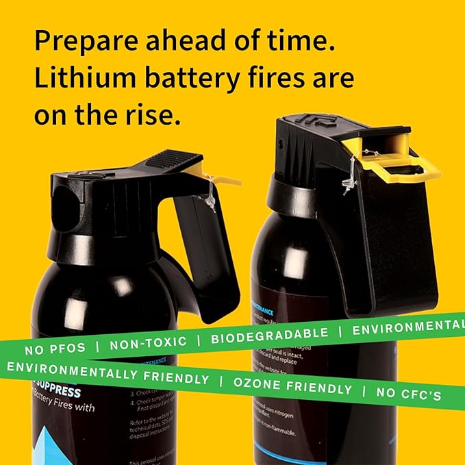 Lithium-Ion Fire Suppressant by Battery Ice | Patented Technology | Compact Fire Aerosol Spray for Home, Garage and Office | Non-Toxic, Eco-Friendly & Easy to Use (Single)