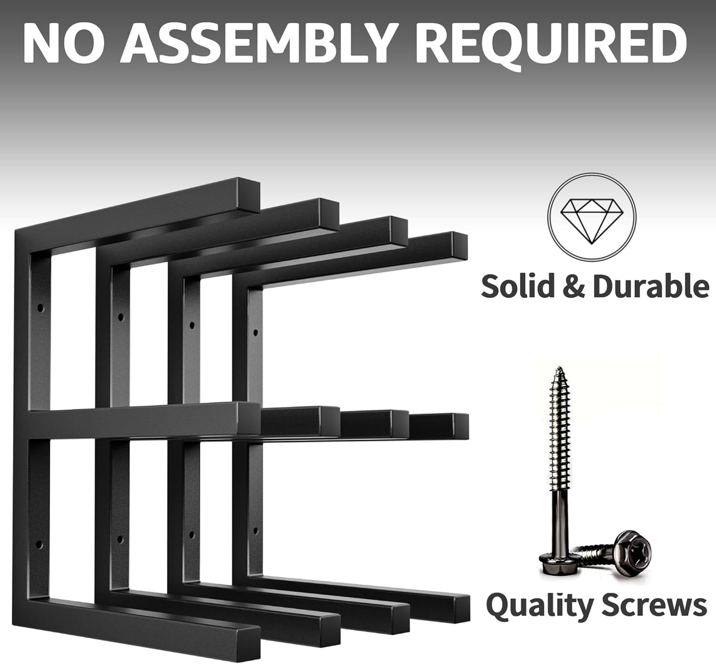 YYR Wood Organizer and Lumber Storage Rack Wall Mount, Heavy Duty Metal Shelf with 6-Level Holds Up 1200 LBS, Indoor & Outdoor Use - Black