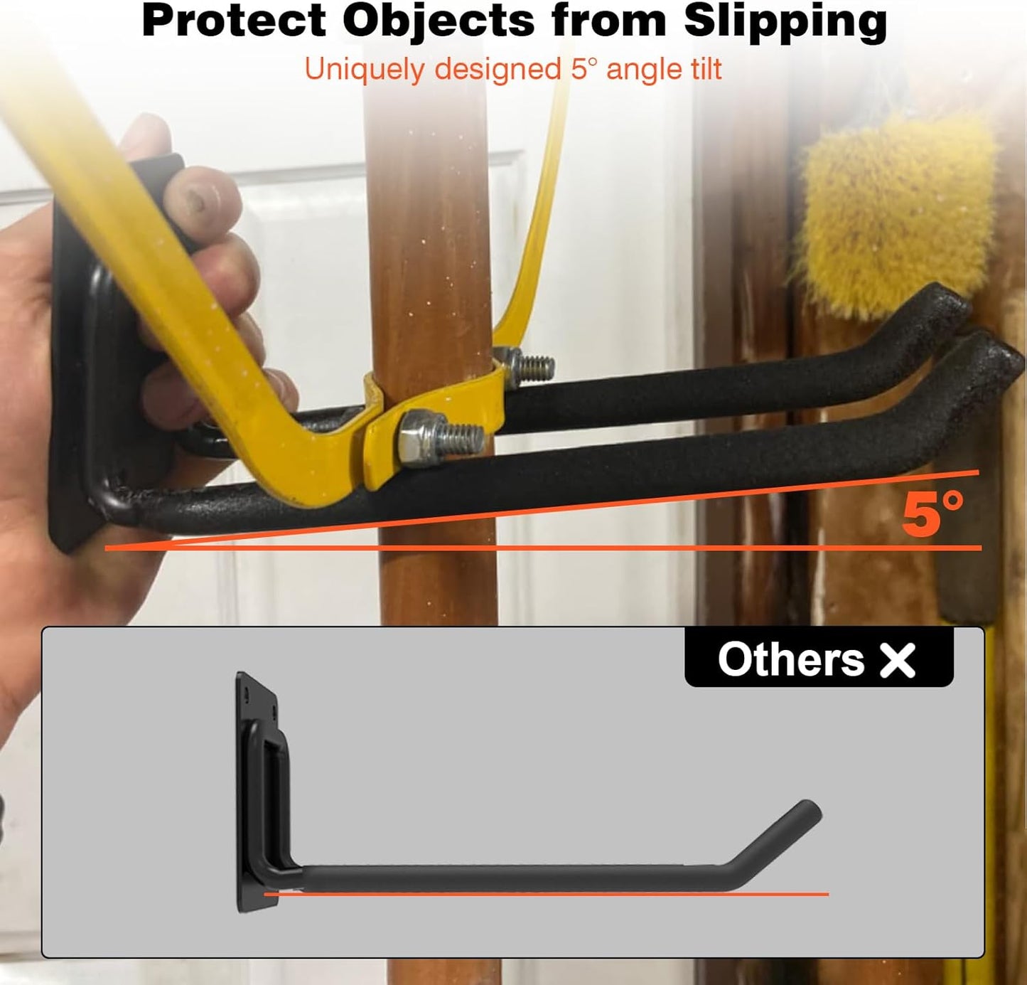 6 Packs 7.8inch Heavy Duty Garage Hooks, Garage Storage Organizer for Tool Organization, Shed Metal Utility Hooks Hanger for Tires, Bikes, Shed, Chair, Ladder, Ski and Snowboard