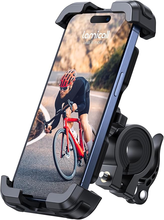 Lamicall Bike Phone Mount Holder - Motorcycle Phone Mount, Adjustable Cell Phone Holder, Bicycle Scooter Handlebar Cradle Clip for iPhone Air 17 Pro Max/ 16 Plus, 15 Plus, iPhone 14 and 4.7-6.8" Phone