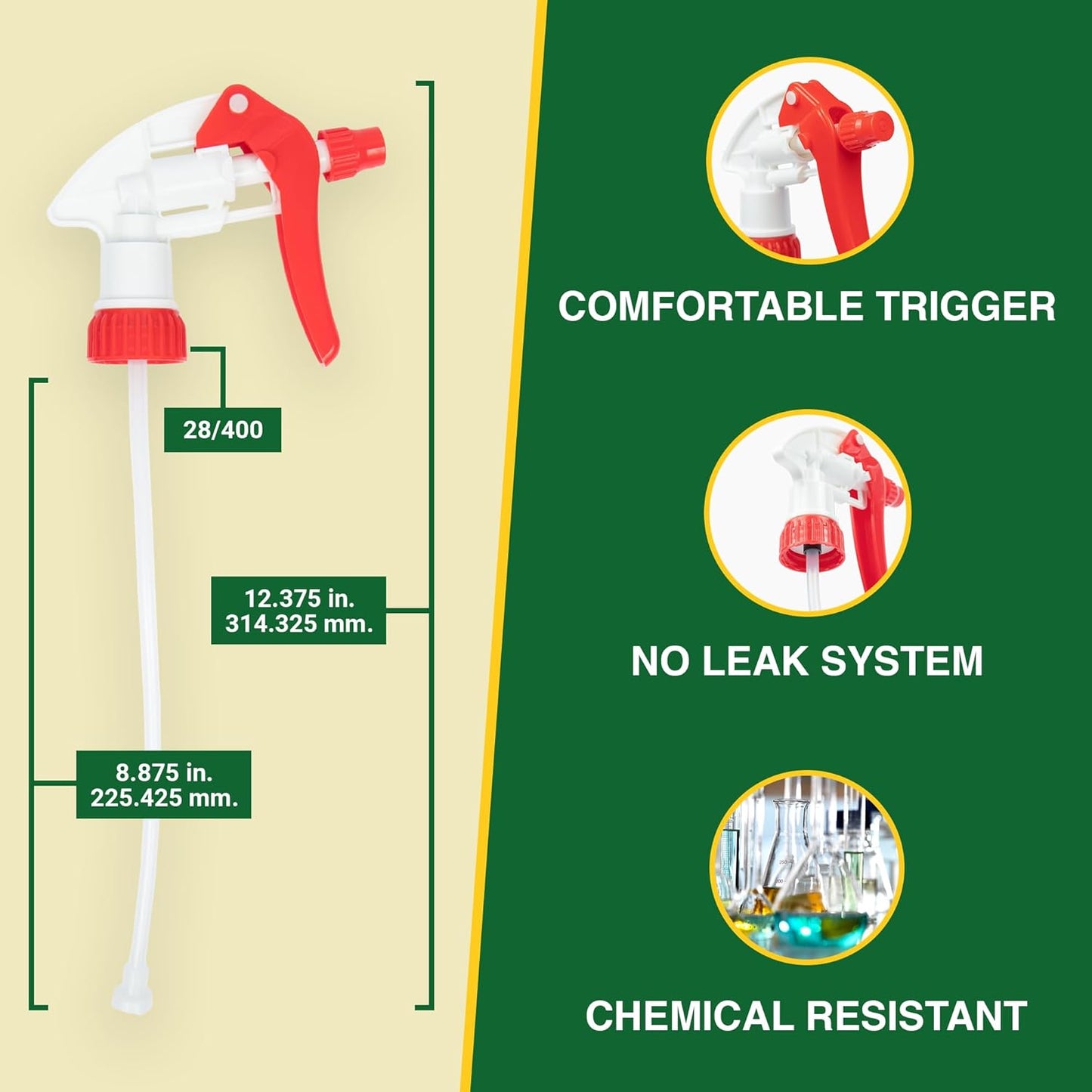 Spray Bottle Nozzle Replacement, Bottle Tops Only - Sprayer Nozzle Triggers for Heavy Duty, Commercial, Home Cleaning Solutions - Fits 8,16,24,32 oz Plastic & Glass Bottles, Red 24 pack