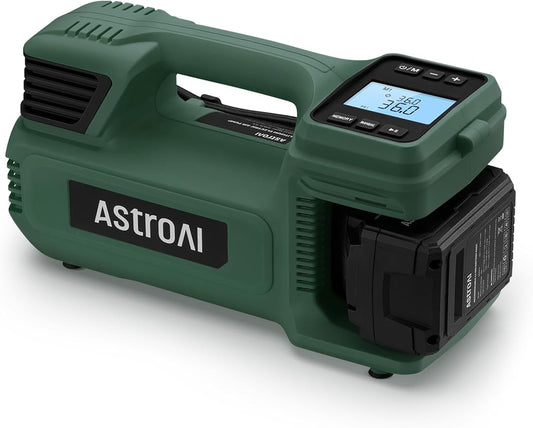 AstroAI TC4 Portable Air Compressor Tire Inflator, 470W 18 V Cordless Air Pump for Truck Tires with 4000mAh Battery, 150PSI Heavy Duty Air Compressor with Digital Display for Car, RVs, SUV Gift Green