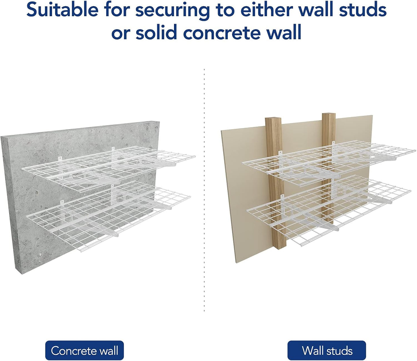 FLEXIMOUNTS 2-Pack 2x4ft 24-inch-by-48-inch Wall Shelf Garage Storage Rack Wall Mounted Floating Shelves, White